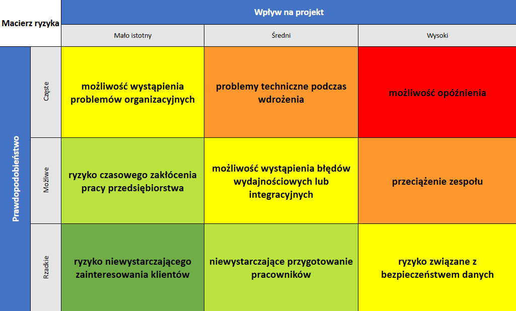 Macierz ryzyka projektu